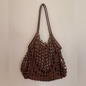 Anthropologie Brown Woven Net Tote